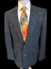 Bill Blass Vintage Sport Coat Blazer Blue Plaid Silk Linen 42L USA Made Jacket