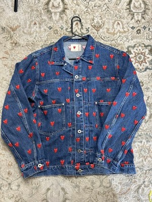 Emotionally Unavailable Denim Heart Embroidered Jean Jacket Size Large $520
