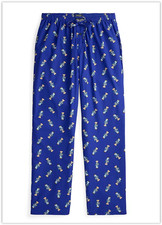 NWT Polo Ralph Lauren Blue All Over MORNING POLO BEAR Sleep Lounge Pants XL