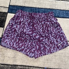 NWT Nike Girls One Dri-FIT Purple/Gray/Black, Woven High Rise Shorts Kids Large