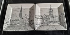 222 FIFTH City Scenes Fine China Black & White Decorative Plate 10.5 Inch X 2