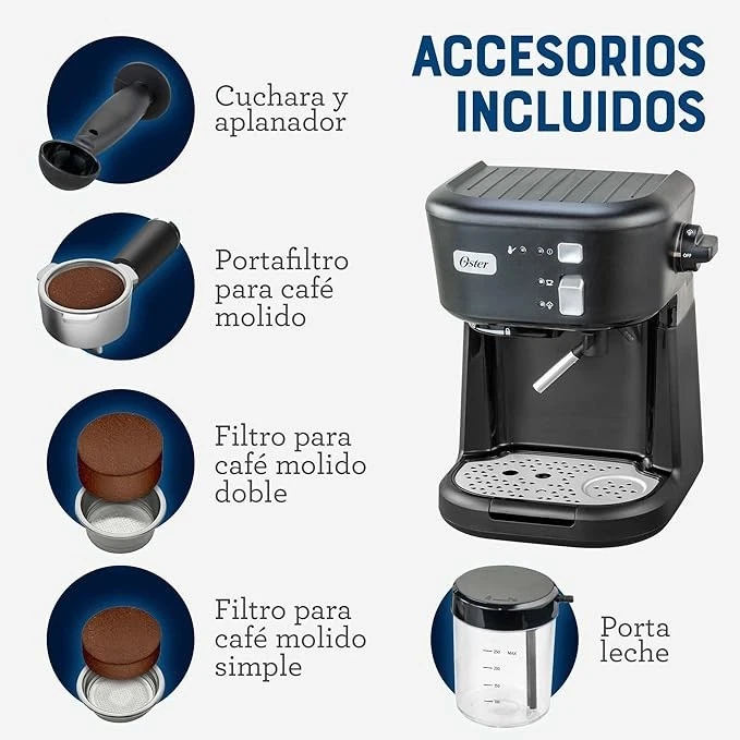 Oster cafetera espresso semiautomática negra BVSTEM5501B Foto 4 de 4