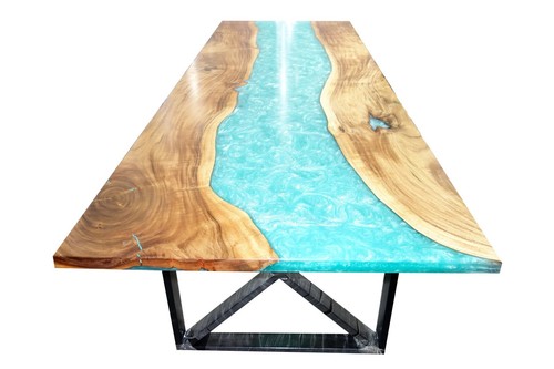 Compact Epoxy Resin Dining Table for Small Space Office Meeting Desk Decors