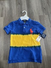 Polo Ralph Lauren Blue/Yellow Boys 100% Cotton Polo Shirt Kid Size 4 Retail $40