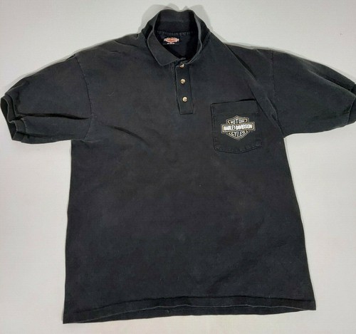 Vintage Herren Harley Davidson of Reno schwarz 1/4 Button-Up Hemd Einzelnaht L - Bild 1 von 10