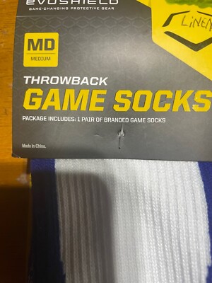 2 Paires Chaussettes Baseball/softball Evoshield Rayées – Taille M, Bleues, Neuves