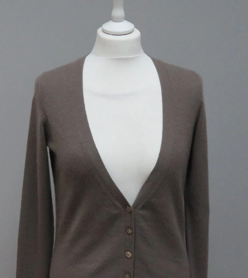 M S Autograph Essentials 100 Cashmere Mole Brown V Neck