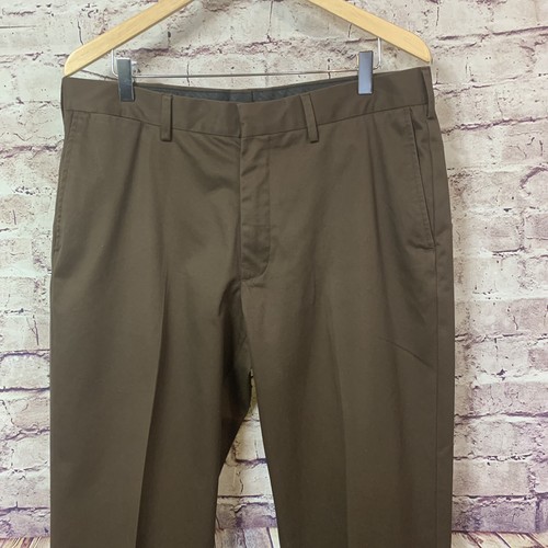 Lands End Pants Mens Size 35 Brown Chino Traditional Fit Flat Front Casual - Picture 2 of 8