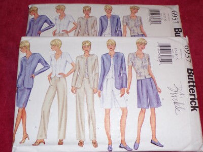 💐 BUTTERICK #6937-LADIES JACKET - TOP - SKIRT - SHORTS & PANTS PATTERN ...
