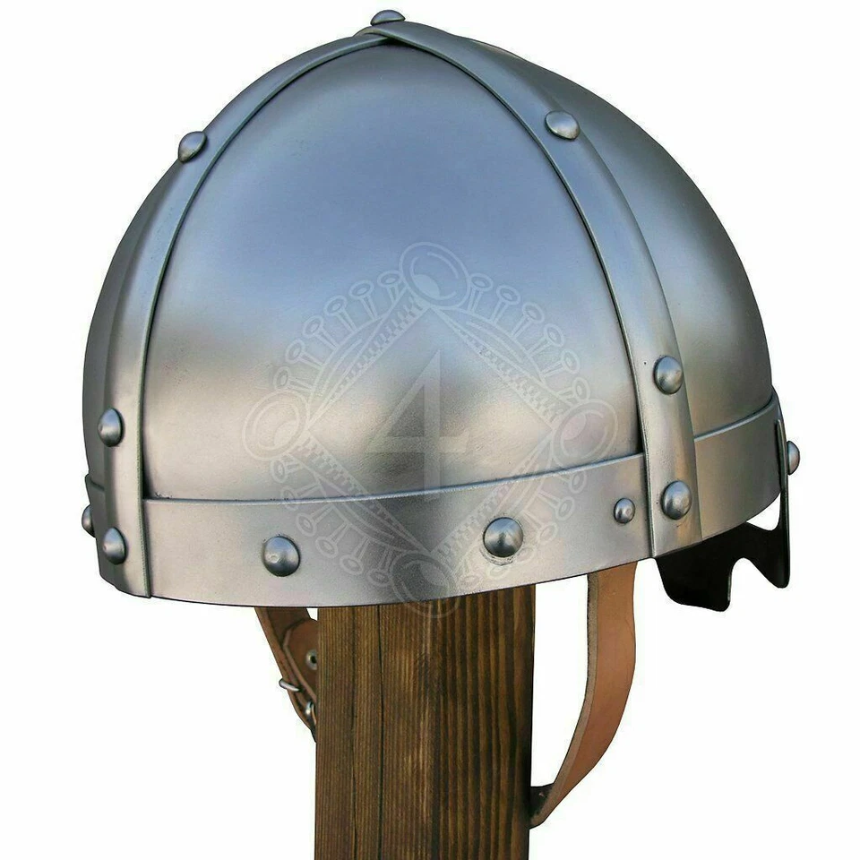 Casco vikingo medieval Larp recreación batalla guerrero caballero casco de acero Foto 3 de 4