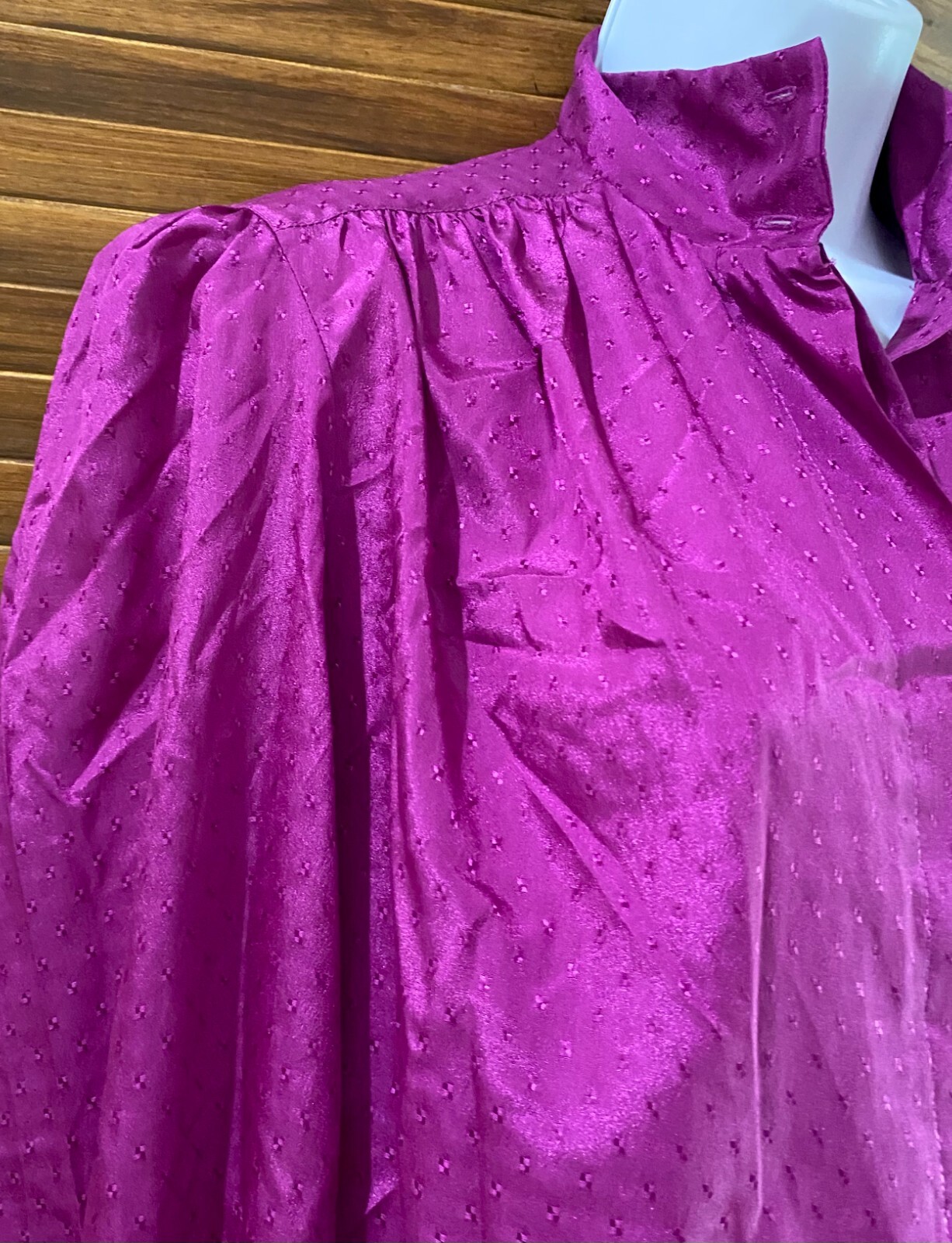 Anne Klein Silky Polyester Button Down Magenta Bl… - image 4