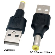 100pcs USB 2.0 A Male To 5.5mm x 2.5mm Plug 5V DC Power Supply Adapter Connector