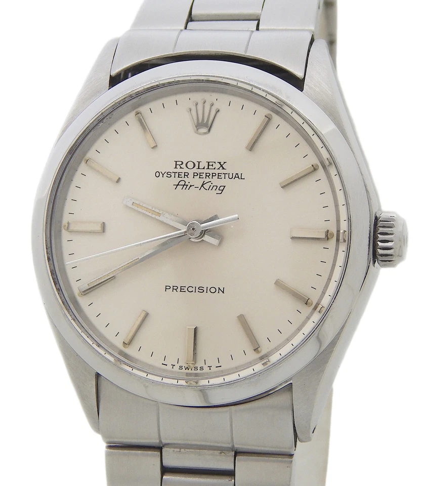 Rolex Air King Precision 5500 Mens Stainless Steel Watch Oyster Band Silver Dial