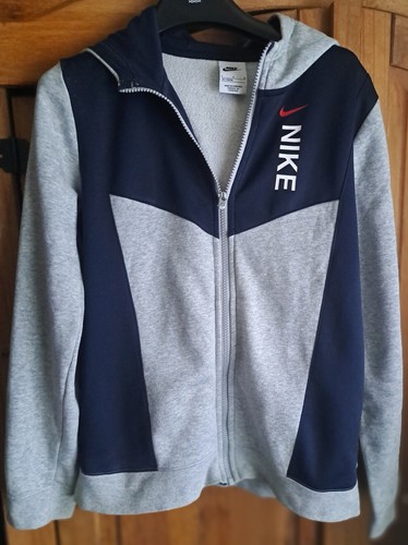 A Boys Grey & Navy Hooded Jacket by Nike Size L