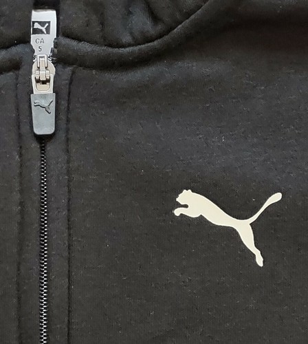 Puma Jacket Kids Boys Full Zip Hooded Black Logo Size 5 - Picture 3 of 5
