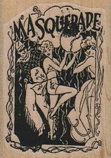 Masquerade 1 1/2 x 2" Rubber Stamp, Halloween Stamp, Halloween Crafts