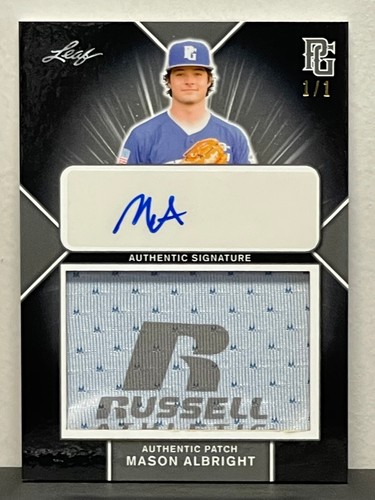 2020 Leaf Perfect Game MASON ALBRIGHT RPA RC RUSSELL LOGO Patch AUTO # TRUE 1/1