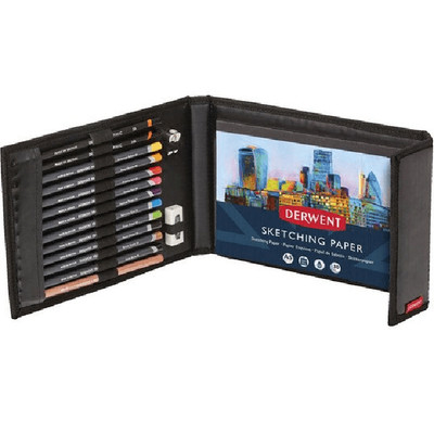 NEW Derwent Procolour Wallet Set Colour Pencils Paper Sharpener Eraser Kit