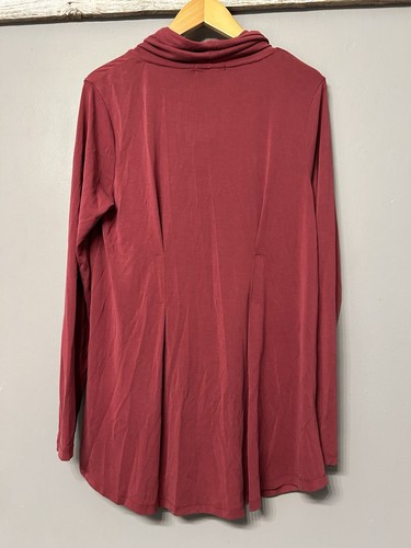 Mododoc Maroon Cowl Neck Long Sleeve Tunic Jersey Top Size M Soft Stretchy - Picture 3 of 5