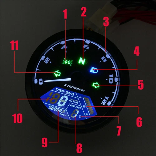 Motorcycle LCD Digital Speedometer Tachometer Gauge Odometer for Harley-Davidson - Picture 3 of 10