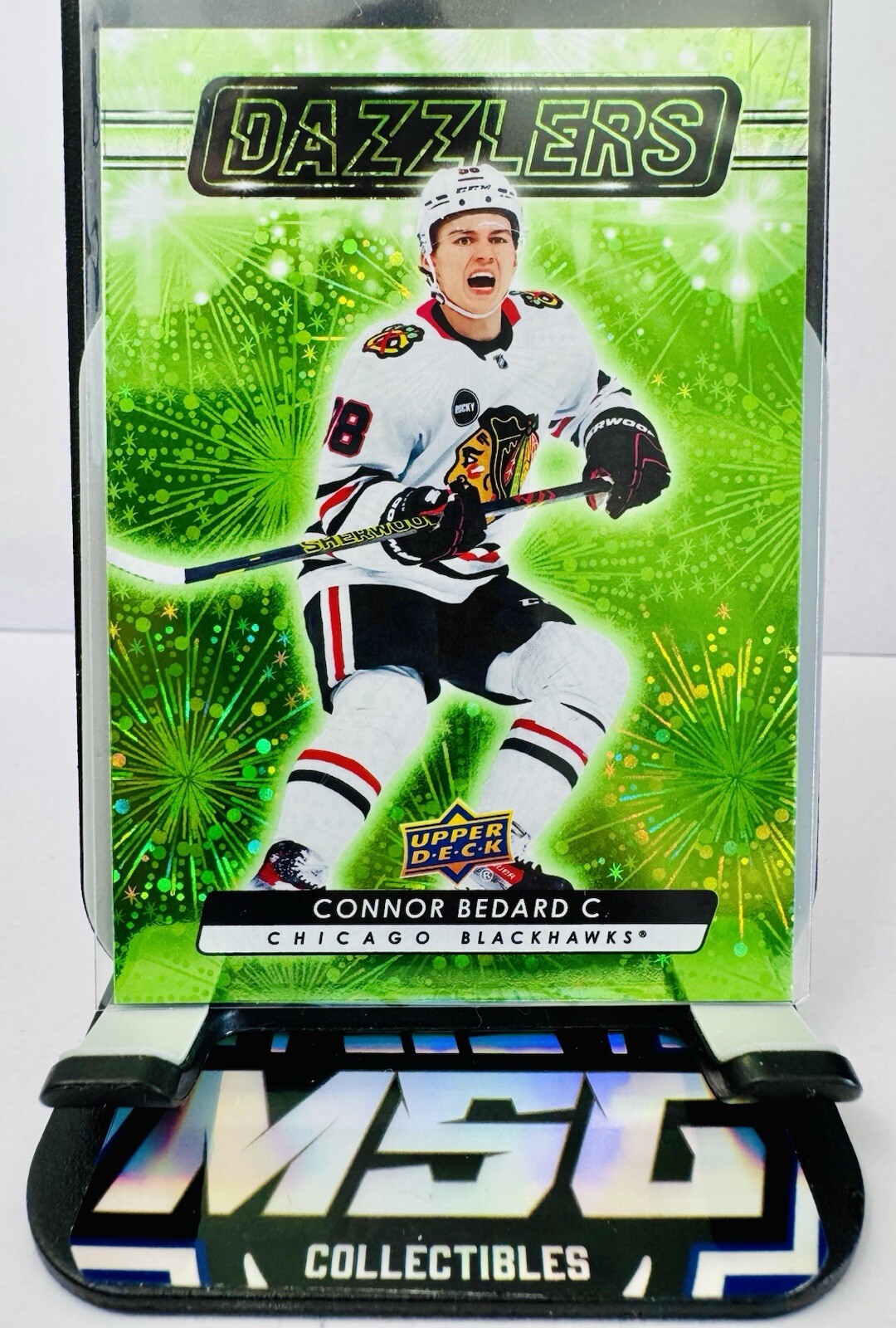 2023-24 Upper Deck Series 2 Connor Bedard Green Dazzlers Rookie DZ-79 Blackhawks