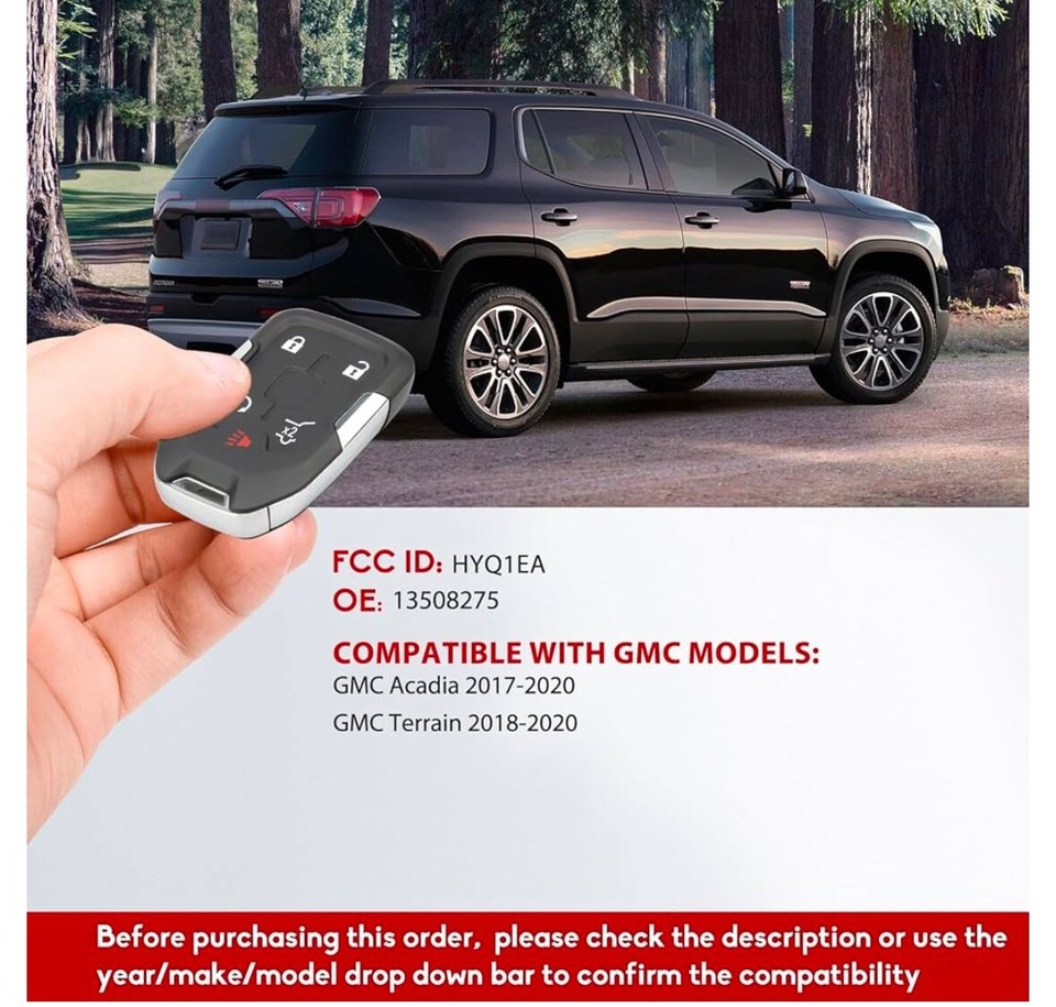 OEM 2017-2020 GMC ACADIA 5 BTN REMOTE START SMART KEY FOB - Foto 4
