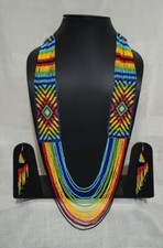 Handmade Necklace Seed Bead Boho American Style Nativ Beaded Multi Strand