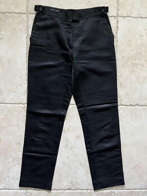 Vintage Helmut Lang Italy Black Pants, Size 44 Italy Archive Silk