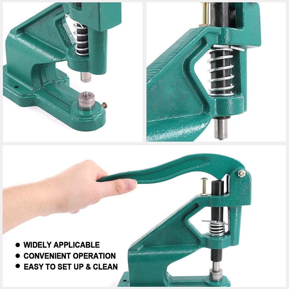 QWORK Semi-Automatic Grommet Machine, Heavy Duty Hand Press Eyelet Grommet Machine, Puncher Eyelet Feeding Tool, With 5000PCS 3/8"(10MM) Grommet For Banner, Awning, Poster