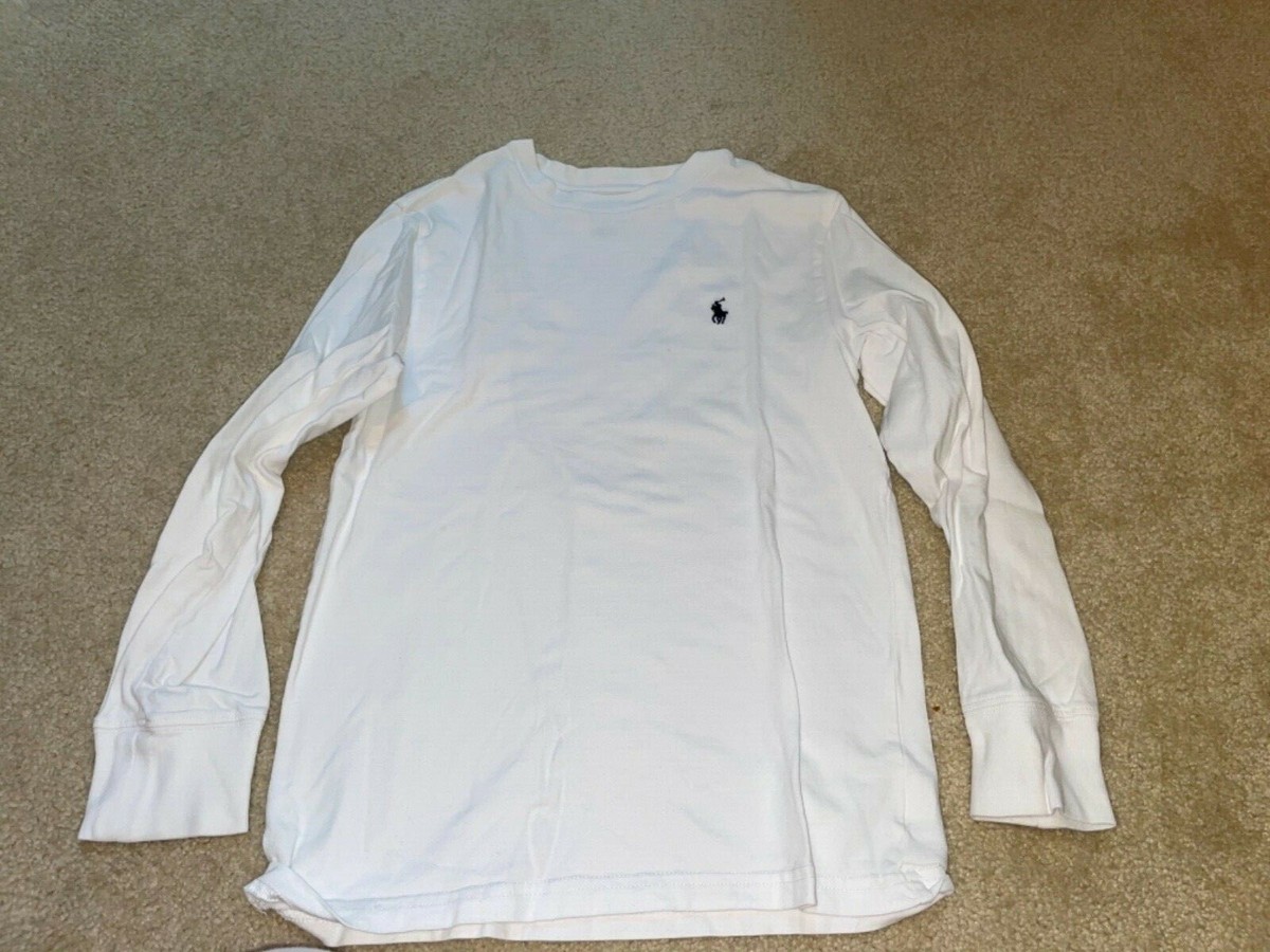 Boys Polo Ralph Lauren White Long Sleeve Tee Size Small (8) 