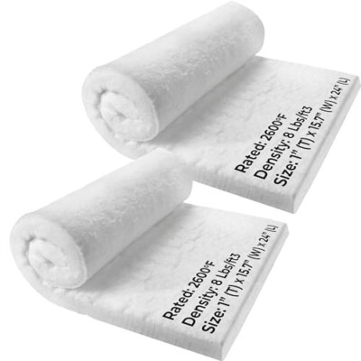 2 Pcs Ceramic Fiber Blanket - High Temp Insulation - 1''x 15.7''x24'' - 8# 2600F