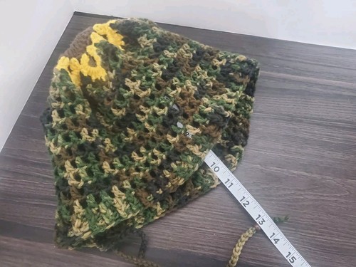 Sombrero holgado camuflaje crochet flor Tam con cordón hecho a mano talla única - Imagen 11 de 11