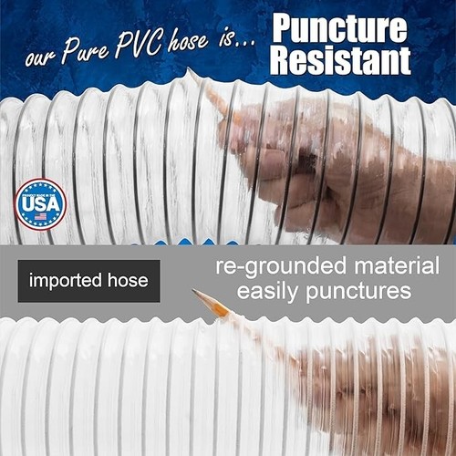 Wire Hose For Leaf Lawn Vacuum Clear Dust Reinforced Flexible 6 Inch By 10 Foot - Picture 3 of 6