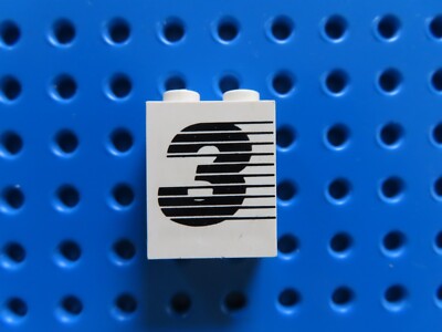 LEGO 1 x Panel Wand 4864apx3 1x2x2 weiß bedr. Zahl 3 8830
