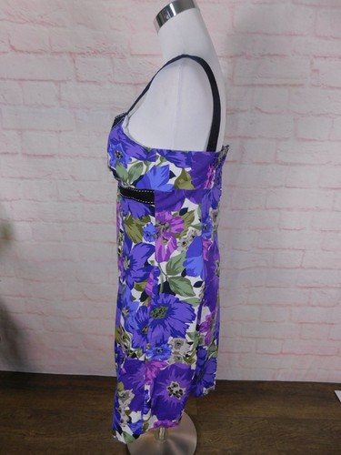 R&K Originals Floral Print Sleeveless Dress With Black Trim M - Picture 3 of 9