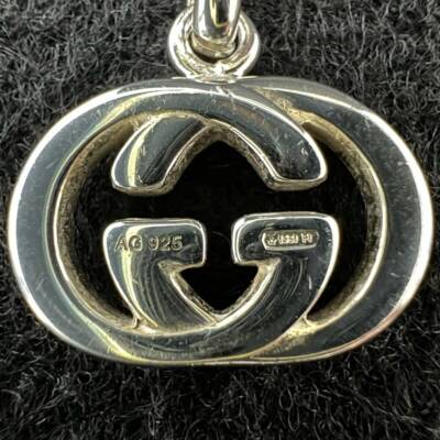 Gucci GG Interlocking Hook Dangle Earrings Sterling Silver 925
