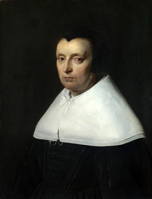 Oil painting Portrait-of-a-Woman-with-a-Black-Cap-Jan-de-Braij-oil-painting