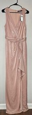 Polo RALPH LAUREN Womens Dress Buckle Sleeveless Full-Length Evening Faux Wrap