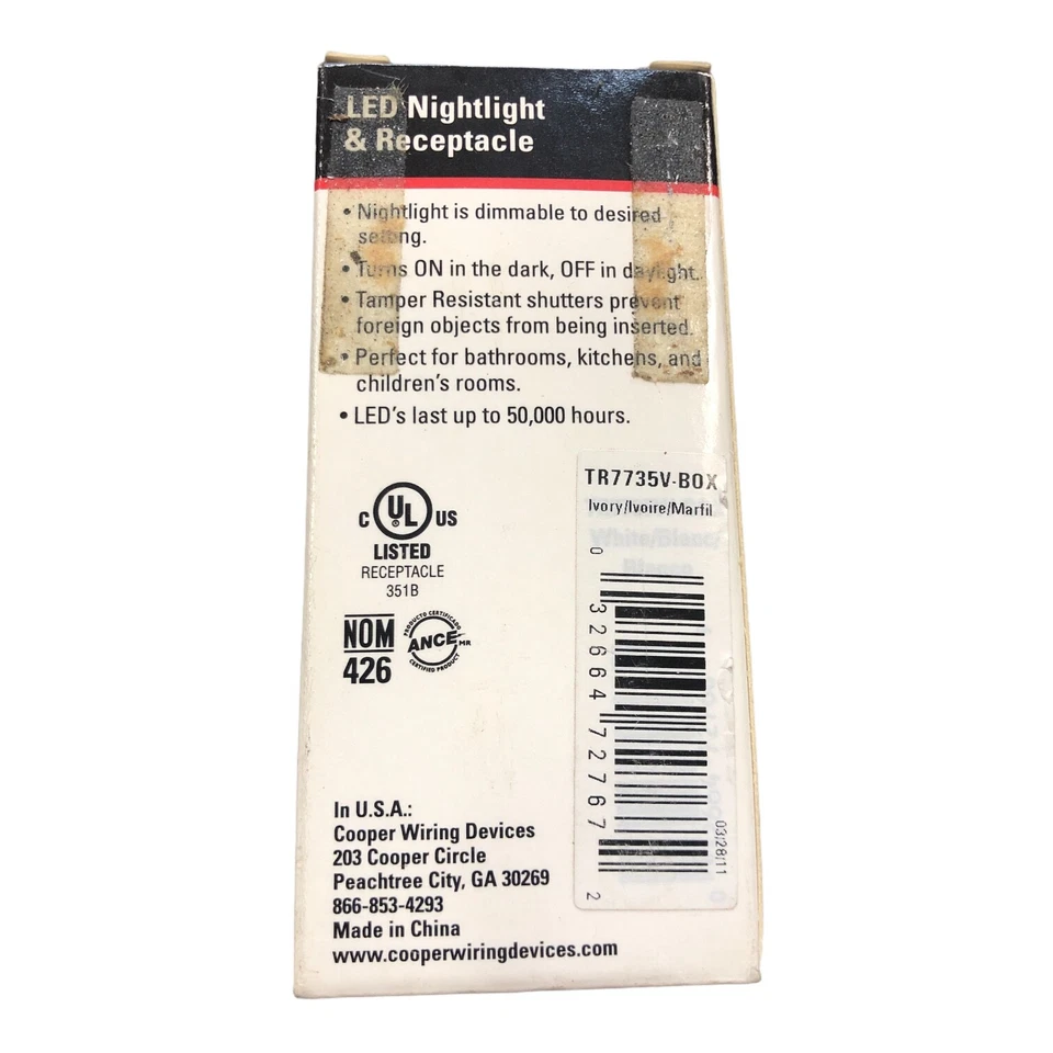 Box Nightlight/Recpt Ivry,No TR7735V-BOX, Cooper Wiring Devices Inc - Image 4 of 4