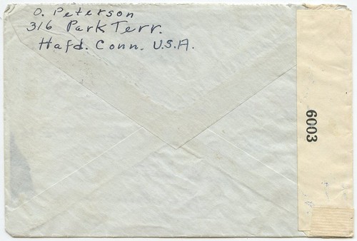 TRANSATLANTIC AIRMAIL HANDSTAMPED WW2 CENSORED+DENMARK+SWEDEN+GERMANY+CLIPPER - Picture 9 of 17