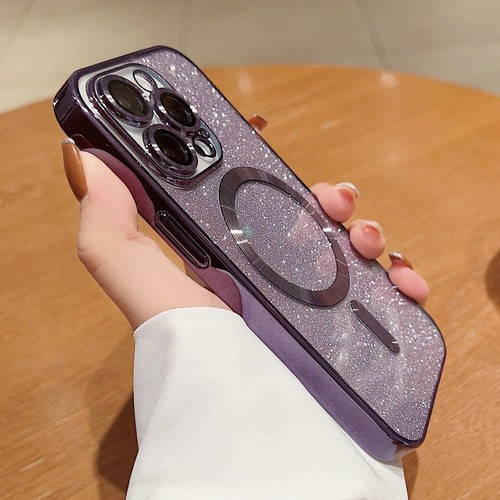 Funda delgada con revestimiento magnético seguro para iPhone 14 13 12 11 Pro Max Glitter Mag - Imagen 10 de 20