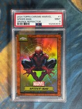 2024 TOPPS CHROME MARVEL ORANGE REFRACTOR #1 SPIDER-MAN 08/25 PSA 9