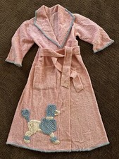Vtg 50's Little Girl's Child's Pink Cotton Bathrobe Housecoat w/ Poodle Dog