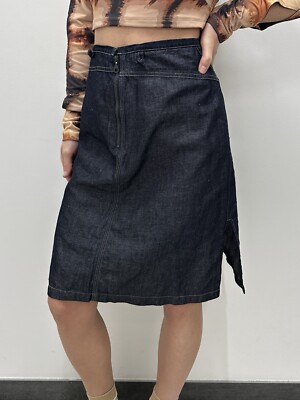 MARITHE+FRANCOIS GIRBAUD デニムスカート　ミディ丈　S Marithe Francois Girbaud Denim Knee Length Cotton Linen Skirt