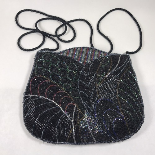 Borsetta borsetta design pavone perline retro velluto interno imbottito donna donna - Foto 2 di 4