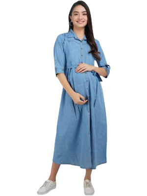 denim feeding dress Navy Denim Maternity Overall Dress PinkBlush