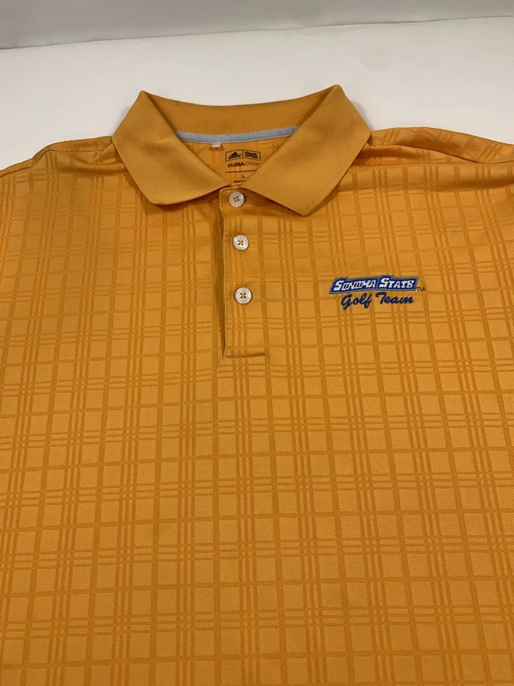 Camisa polo masculina golfe casual manga curta laranja geométrica grande Adidas - Imagem 2 de 4