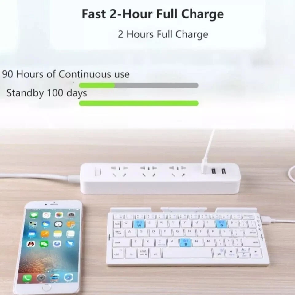 Mini Teclado Bluetooth Plegable para Android/Windows/IOS con Estuche de Peluche Foto 3 de 4