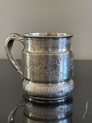 #ad #ad Antique Whiting Manufacturing Co. Engraved Sterling Silver Cup Mug 190 Grams $599.00