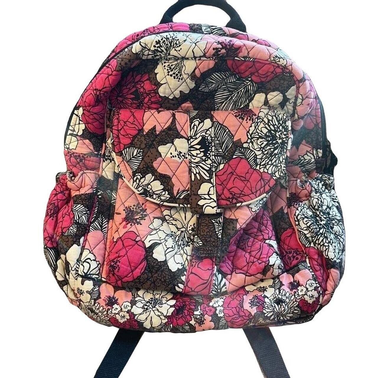 Vera Bradley Small Backpack Pink Brown Floral Qui… - image 1